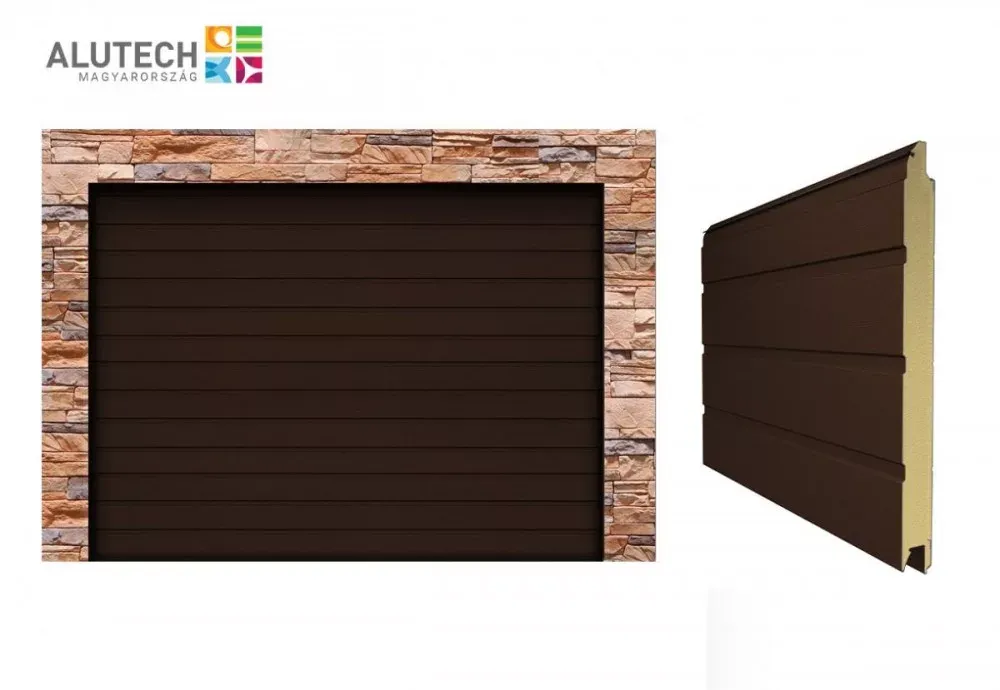 Alutech 4780x2150 Dark oak S bordás Trend Szekcionált garázskapu