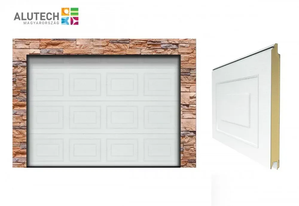 Alutech 2570x2090 RAL9016 Kazettás Trend Szekcionált garázskapu