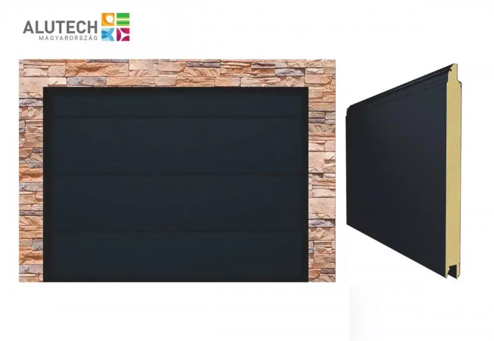 Alutech 2600x2300 RAL9004 L bordás Trend Szekcionált garázskapu