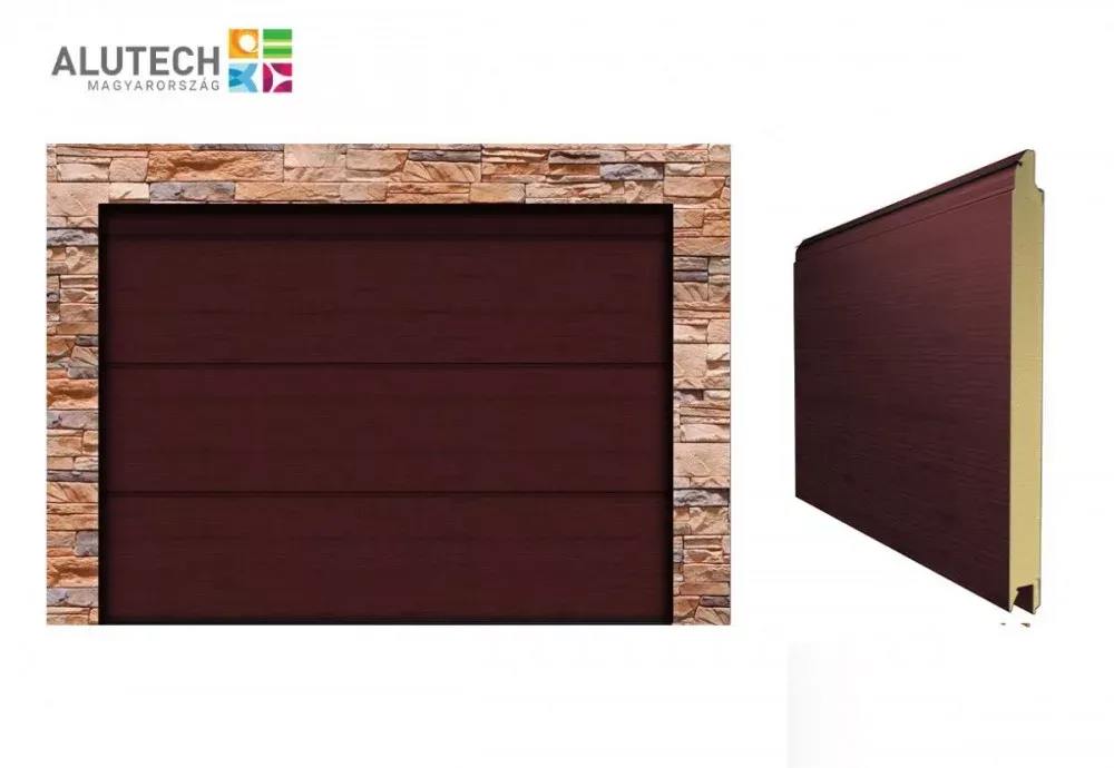 Alutech 4660x1980 Cherry L bordás Trend Szekcionált garázskapu