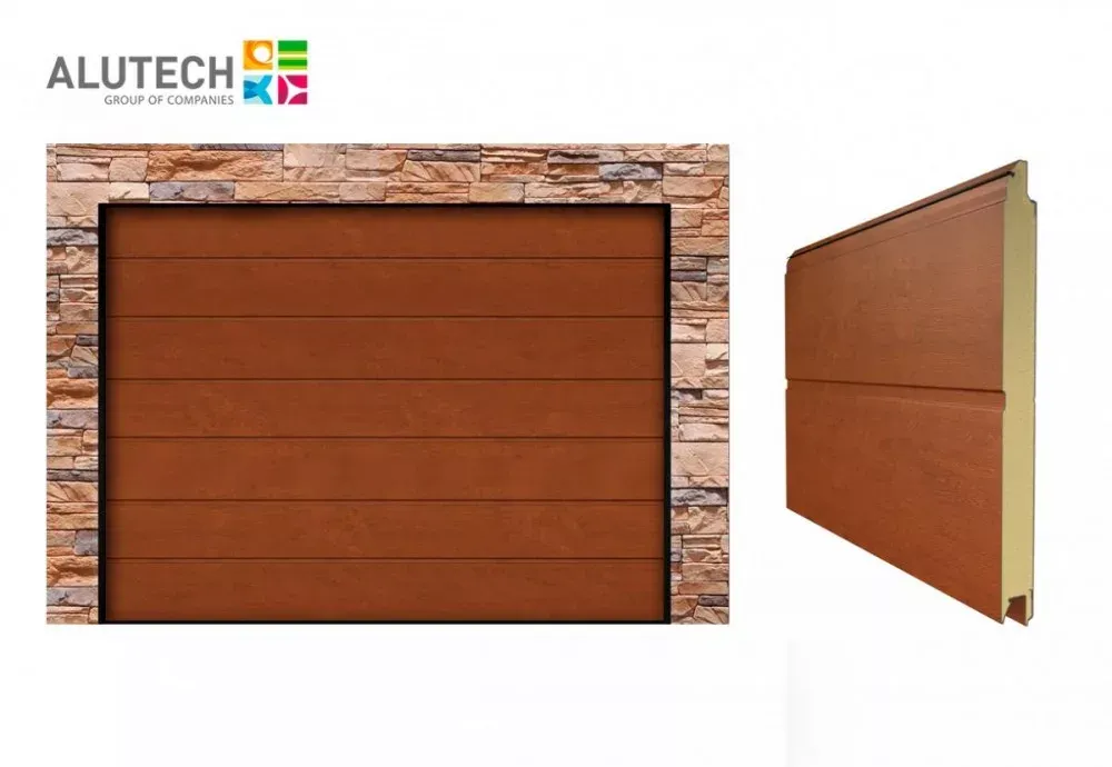 Alutech 2750x2125 Golden oak M bordás Trend Szekcionált garázskapu szett